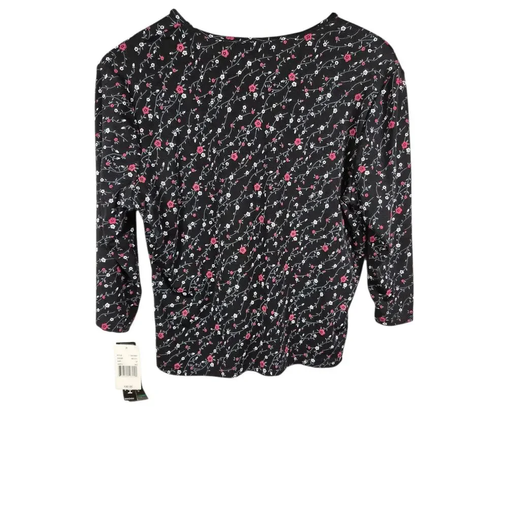 VTG NWT Briggs Petite Womens Floral Black Petite Large LP USA Fairy Whimsigoth - Picture 4 of 8
